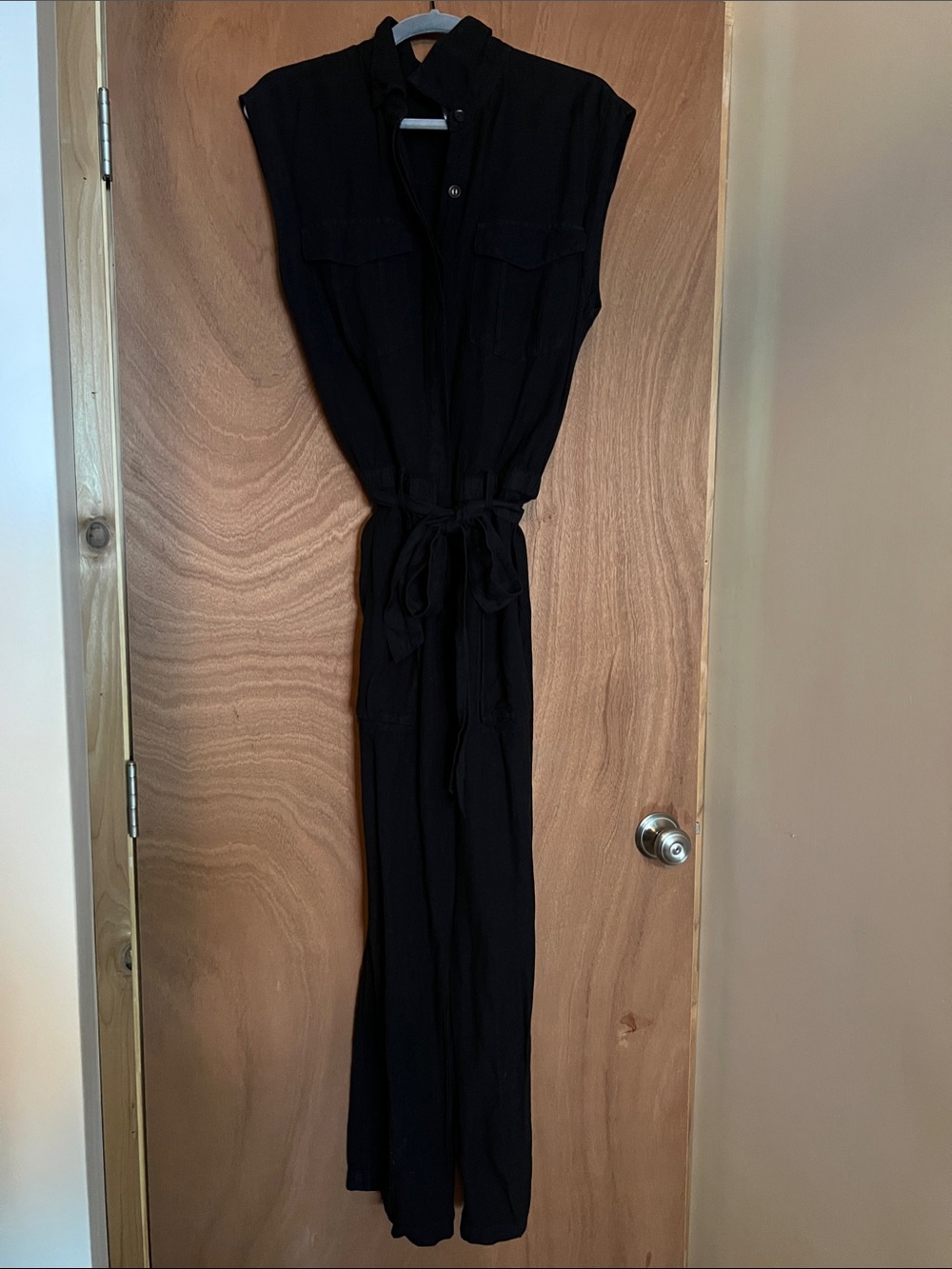 YFB Black Sleeveless Tie-Waist Jumpsuit